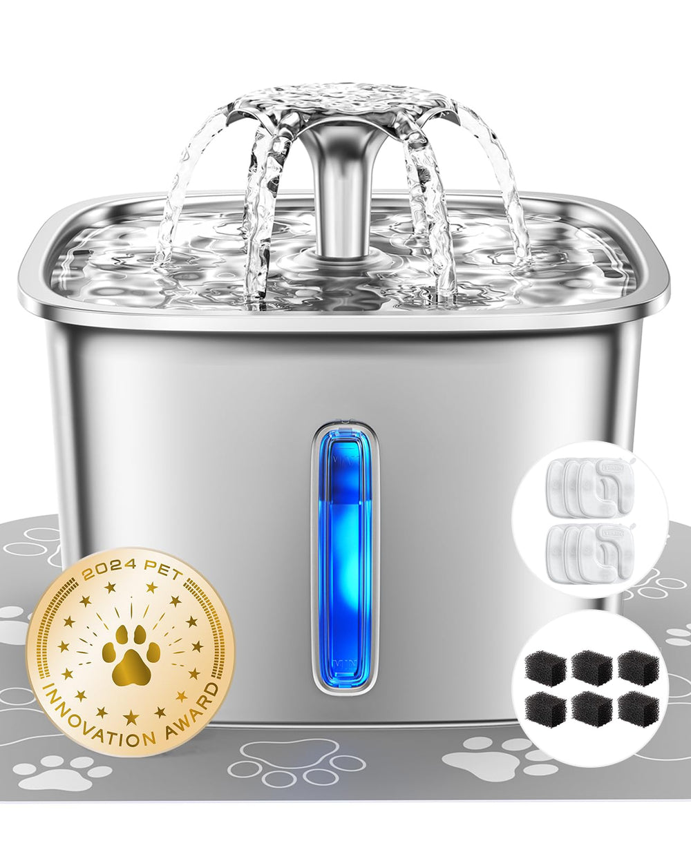 Veken innovation award-winner fountain front view shows modern stainless steel hydration hub