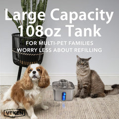 Veken large water window shows clear levels with optional blue LED glow for easy level checks.