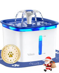 Veken pet fountain front view showing compact 95oz design for daily hydration