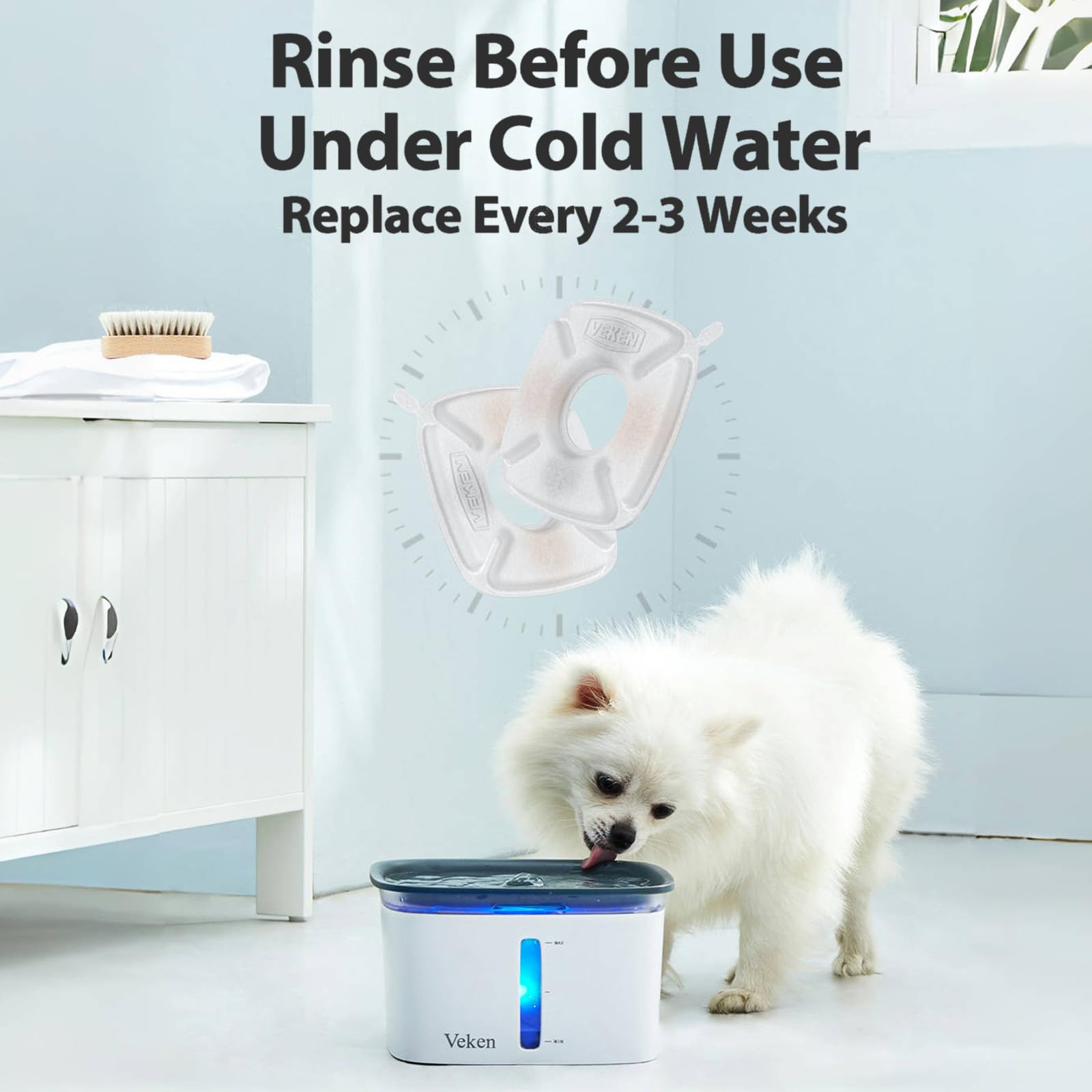 Veken soak-and-rinse step prepares filters to reduce carbon dust.