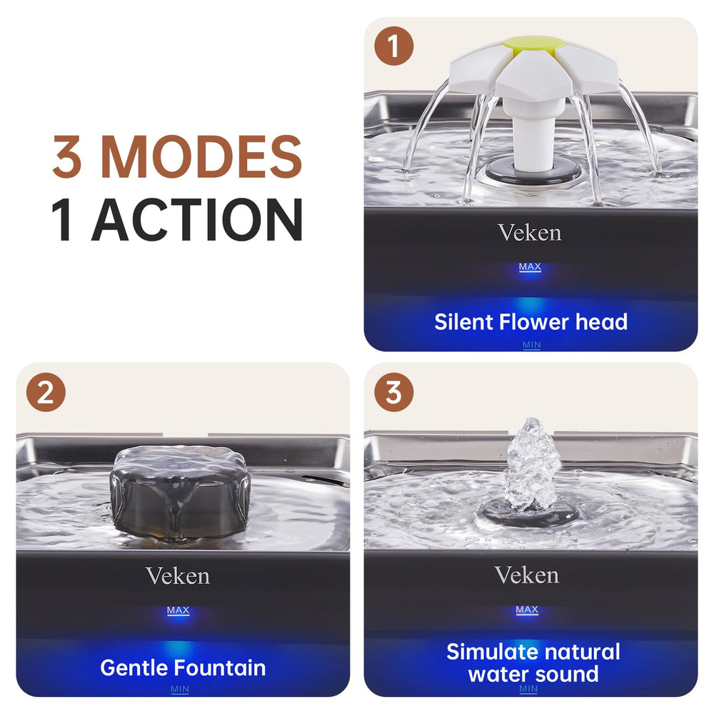 Veken transparent 360° tank shows water level clearly