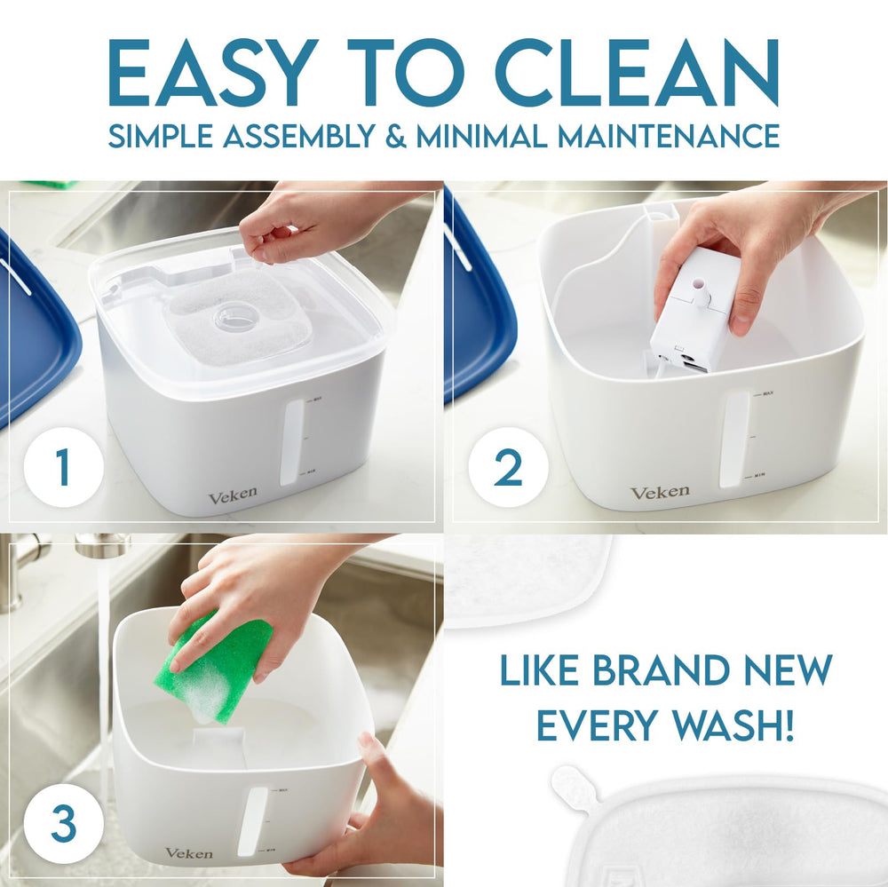 Veken ultra-quiet pump runs with minimal noise for daily use.