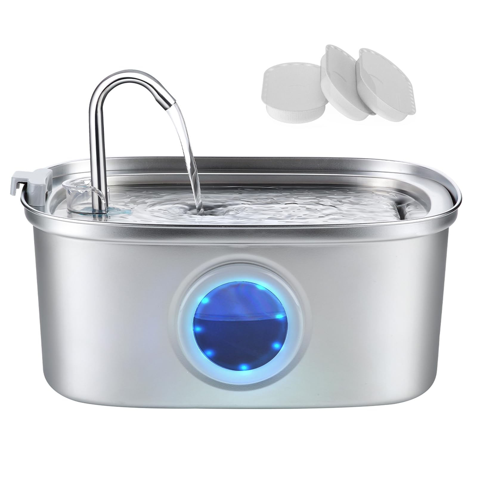 Vekonn cat water fountain showing 108oz capacity for fewer refills in busy homes.