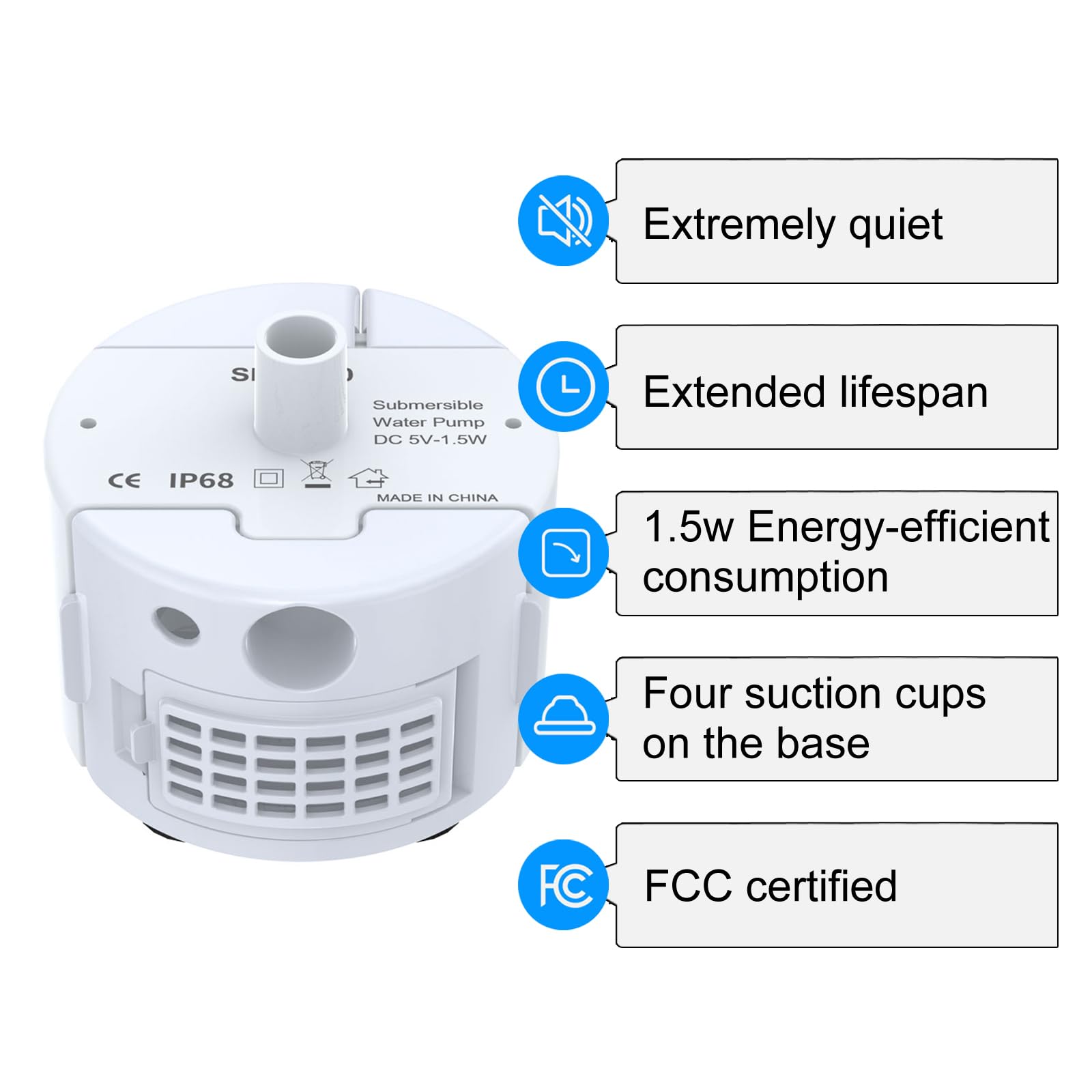 Vekonn includes three filters to keep water clean and flowing.