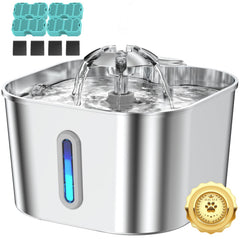 Vekonn cat fountain stainless steel 2.2L capacity supports multi-pet hydration.
