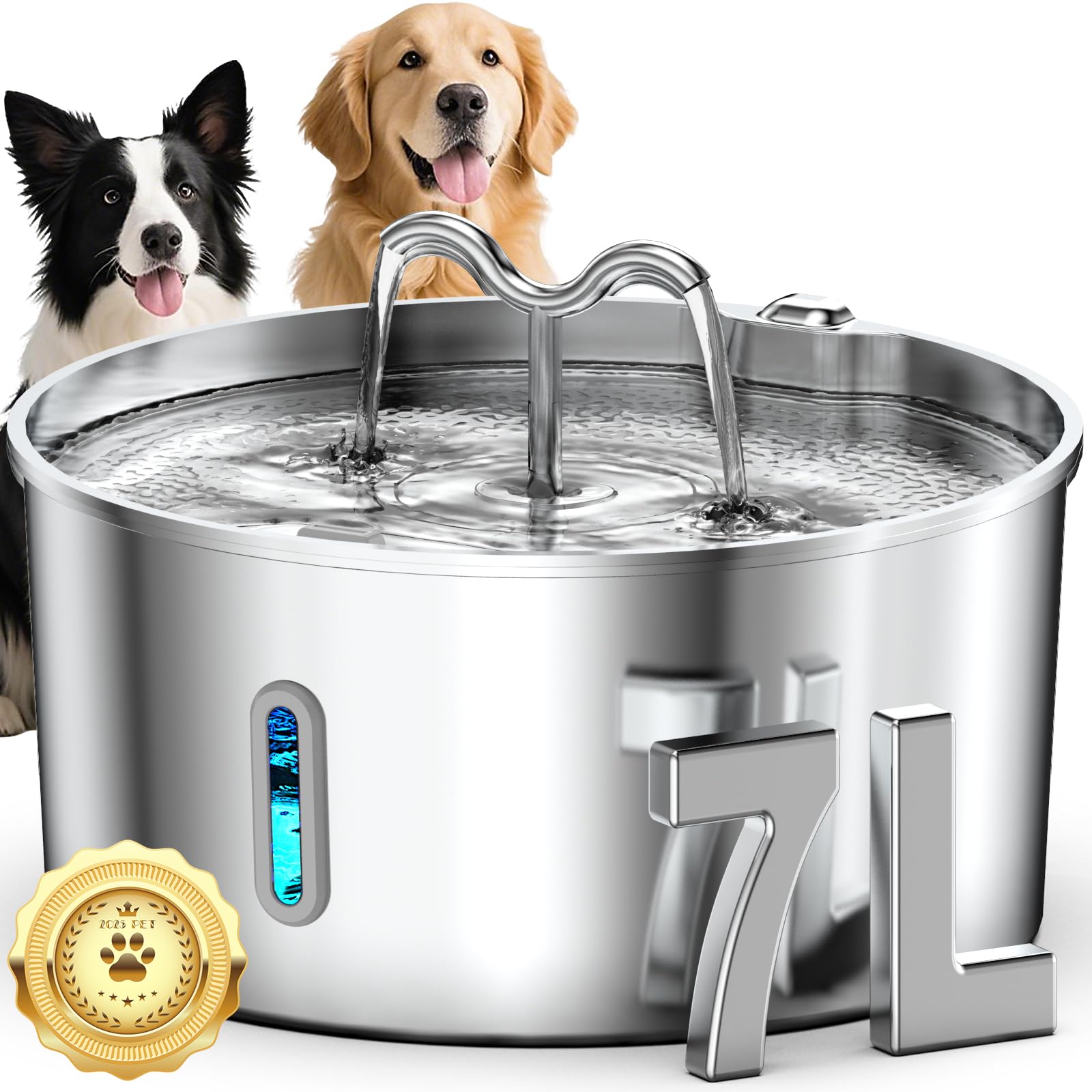 Vekonn dog water fountain 7L capacity, stainless steel, perfect for large dogs and multi-pet homes