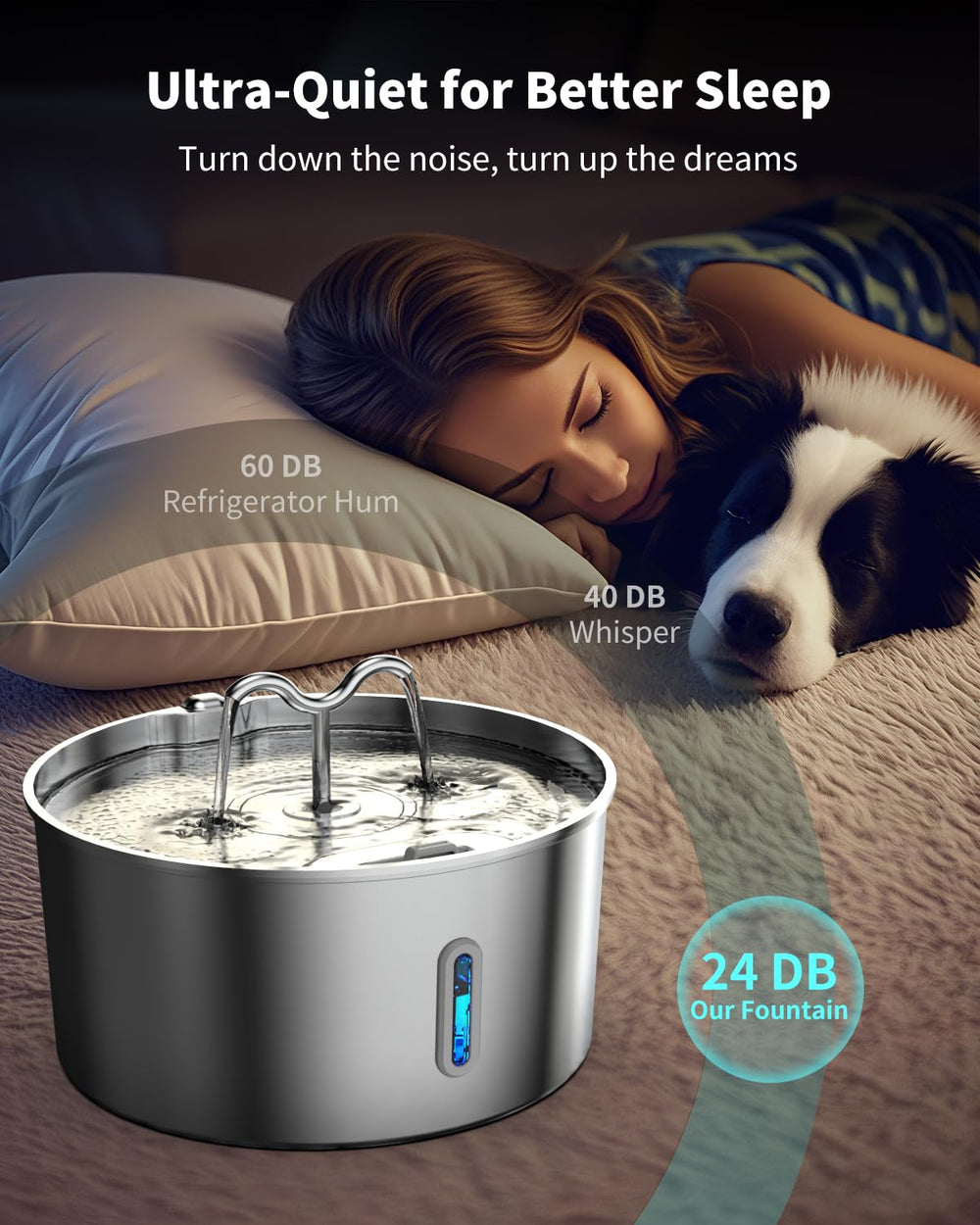 Vekonn removable spout lets pets choose flowing water or basin-style drinking