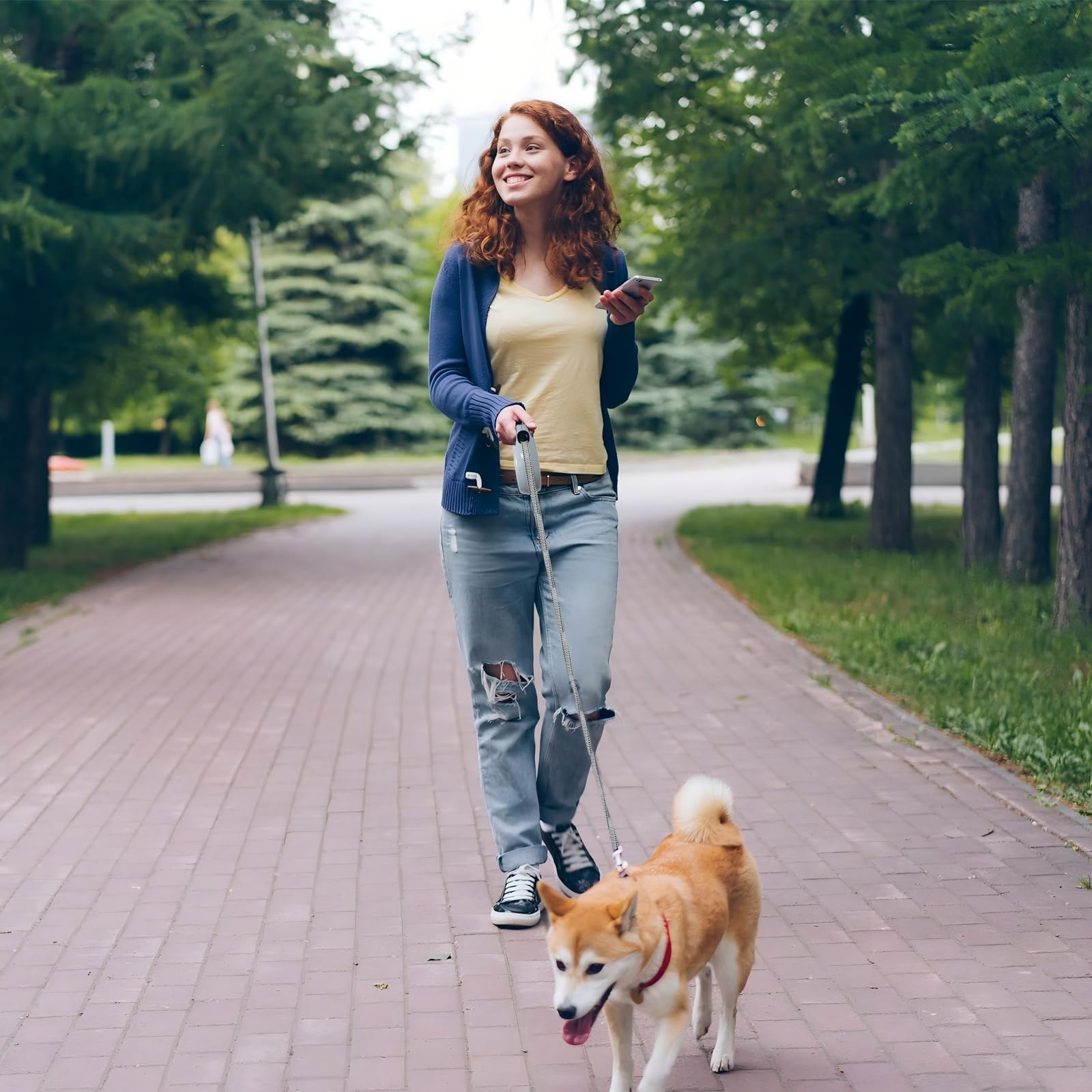 VELIGOOD retractable leash practical use case for small dogs on walks.