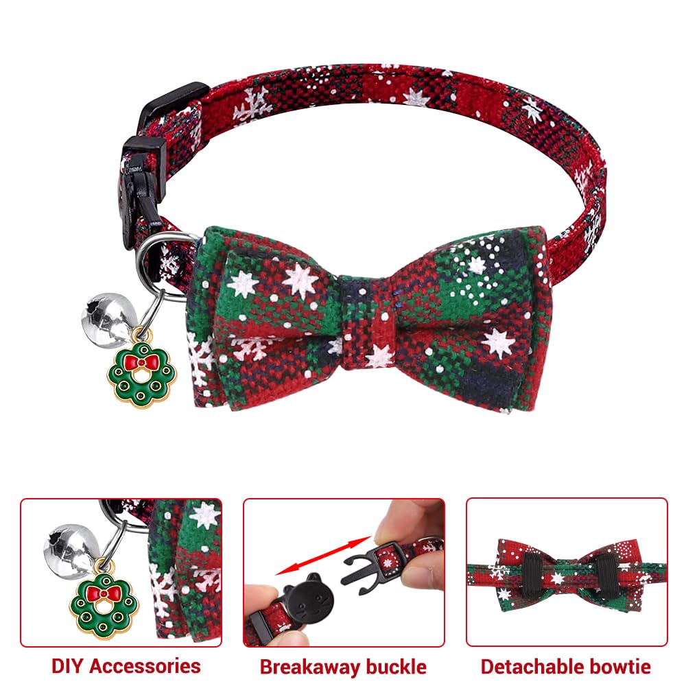 Vellibring Christmas cat collars with removable bow tie for stylish holiday looks