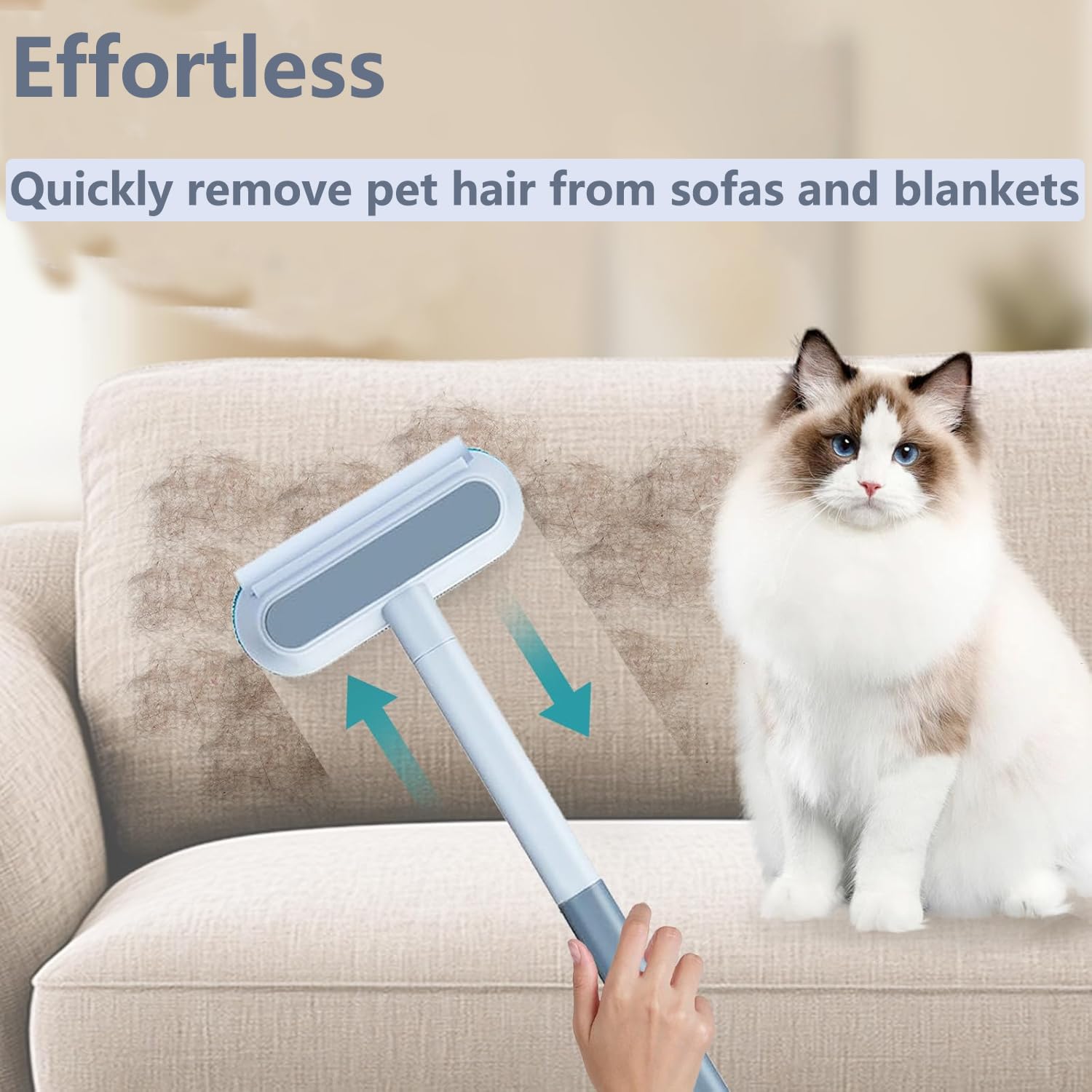 Velthorix large hair-removal surface area clears sofa fur quickly.