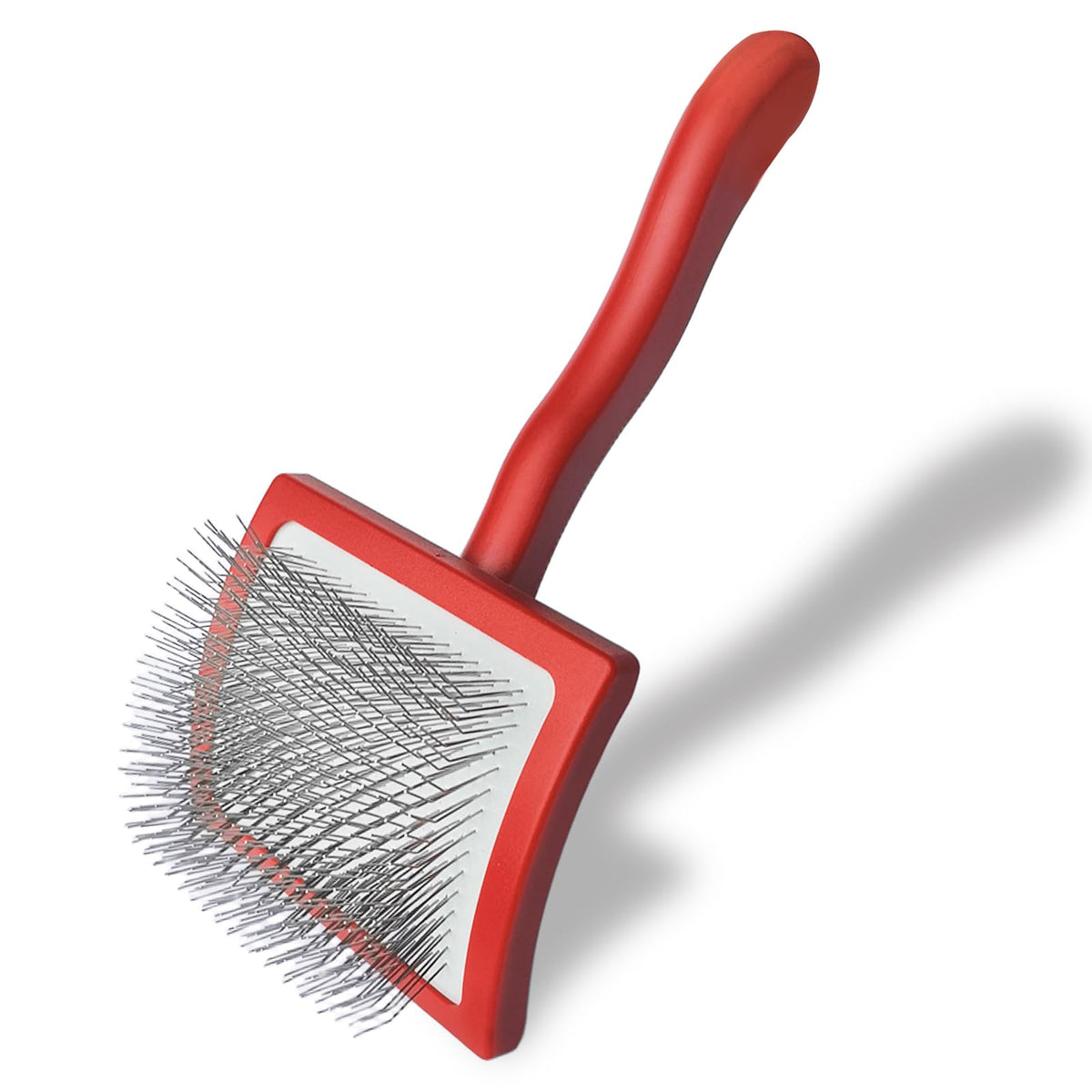 Velupet Zoom dog slicker brush handle shows comfortable grip for extended grooming