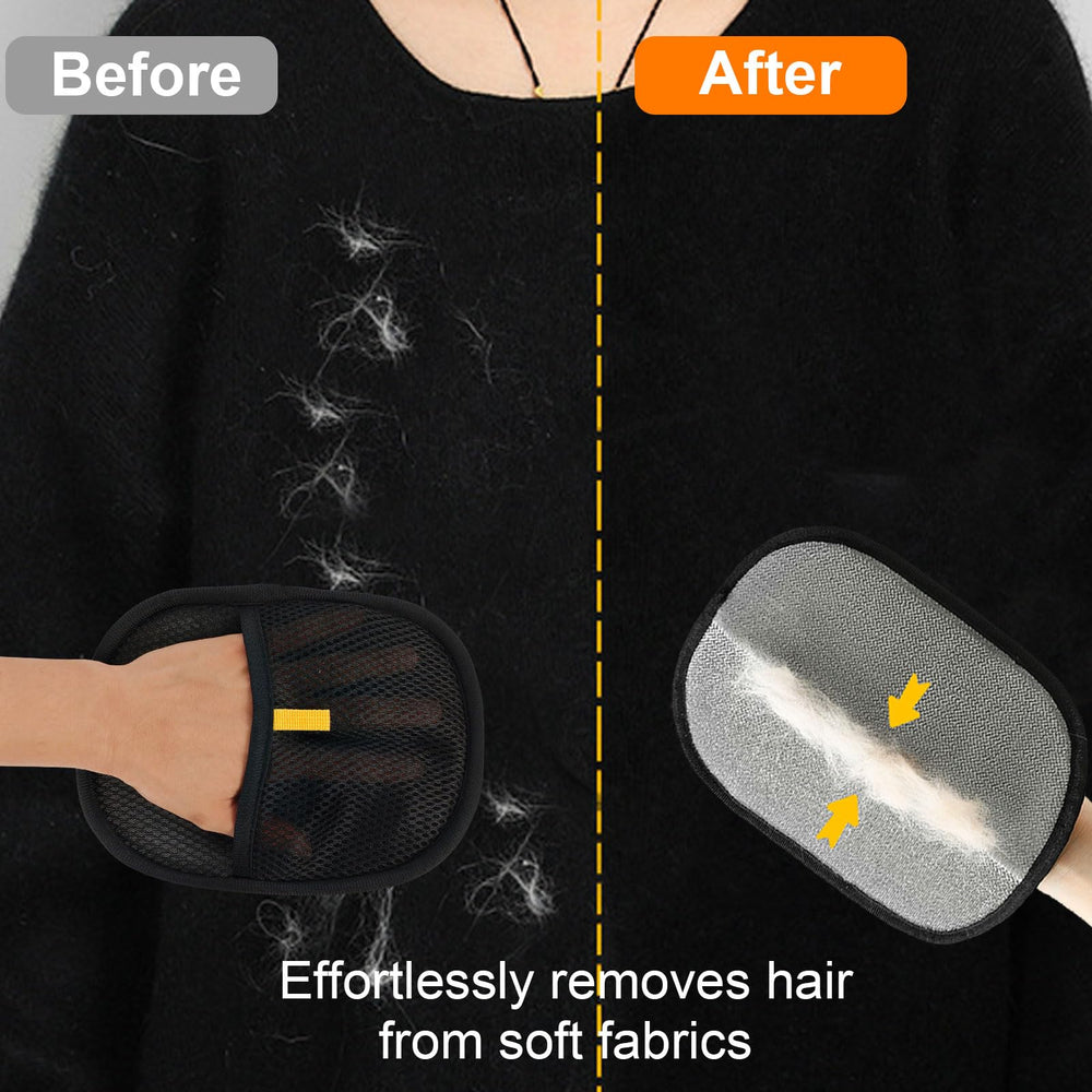 Velupet Zoom gloves in a car trunk for hair removal on textiles.