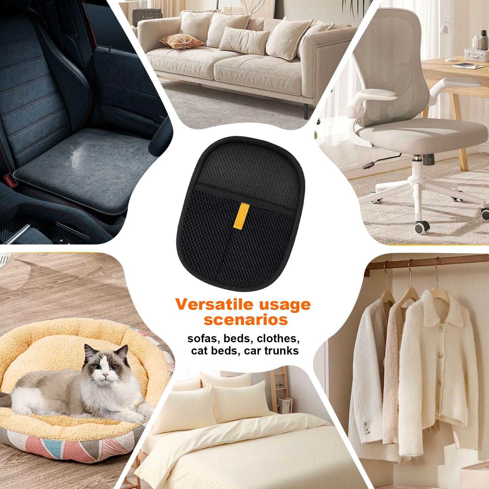 Velupet Zoom gloves washable mesh material for reusable pet hair cleanup.