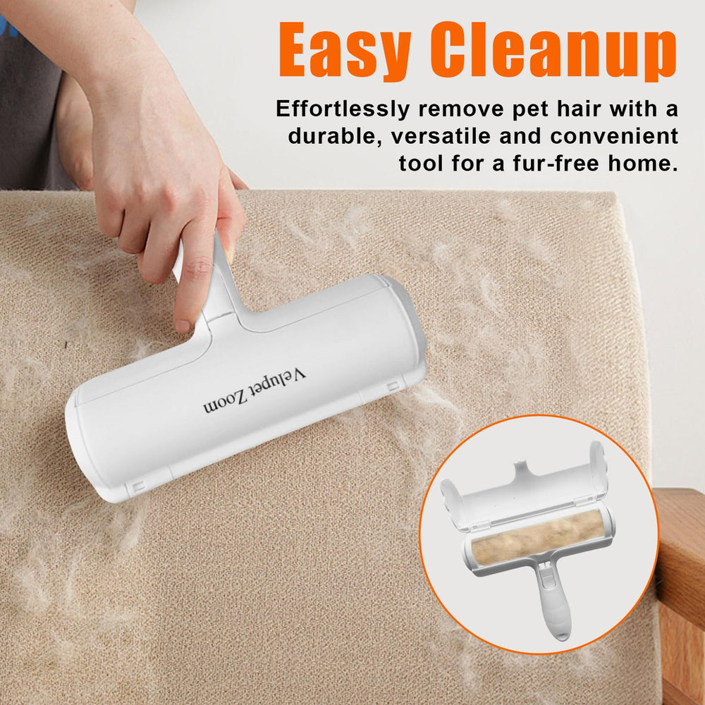 Velupet Zoom reusable hair remover compartment for mess-free disposal after brushing