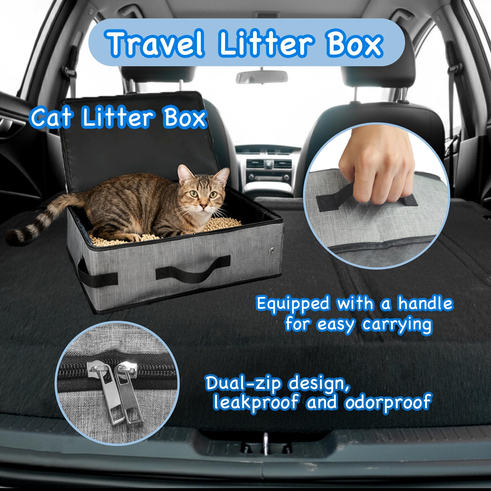 VeluXanipyr travel litter box easy-clean liner simplifies maintenance.