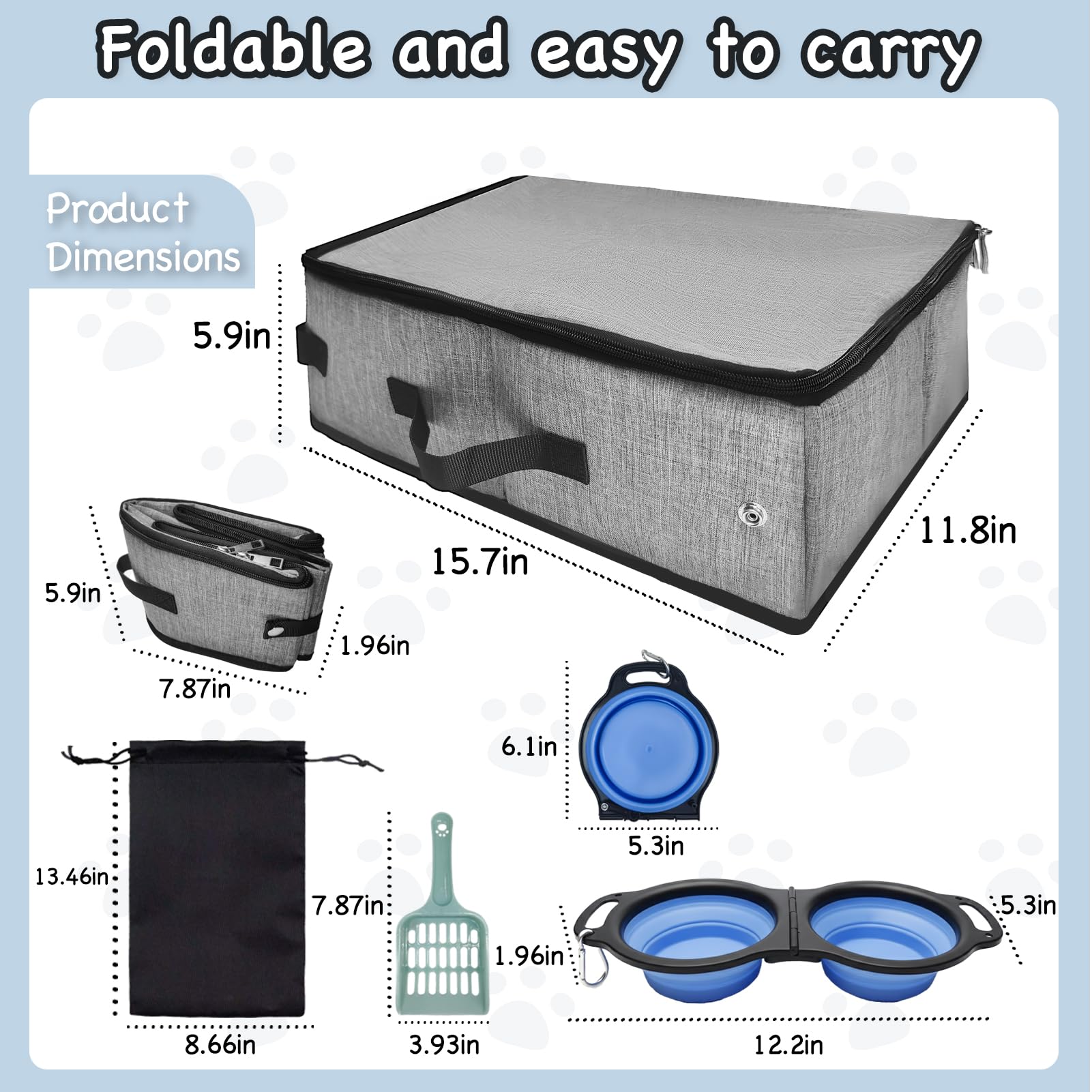 VeluXanipyr travel litter box foldable design saves space during travel.