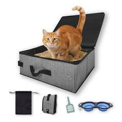 VeluXanipyr travel litter box with lid keeps odors contained on the go.