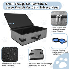 VeluXanipyr travel litter box silicone double bowl for feeding and water on trips.