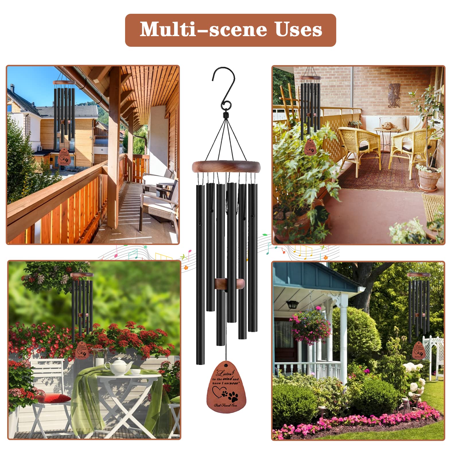 VENBEEL pet remembrance wind chime creates a soothing ambiance when wind carries memories.