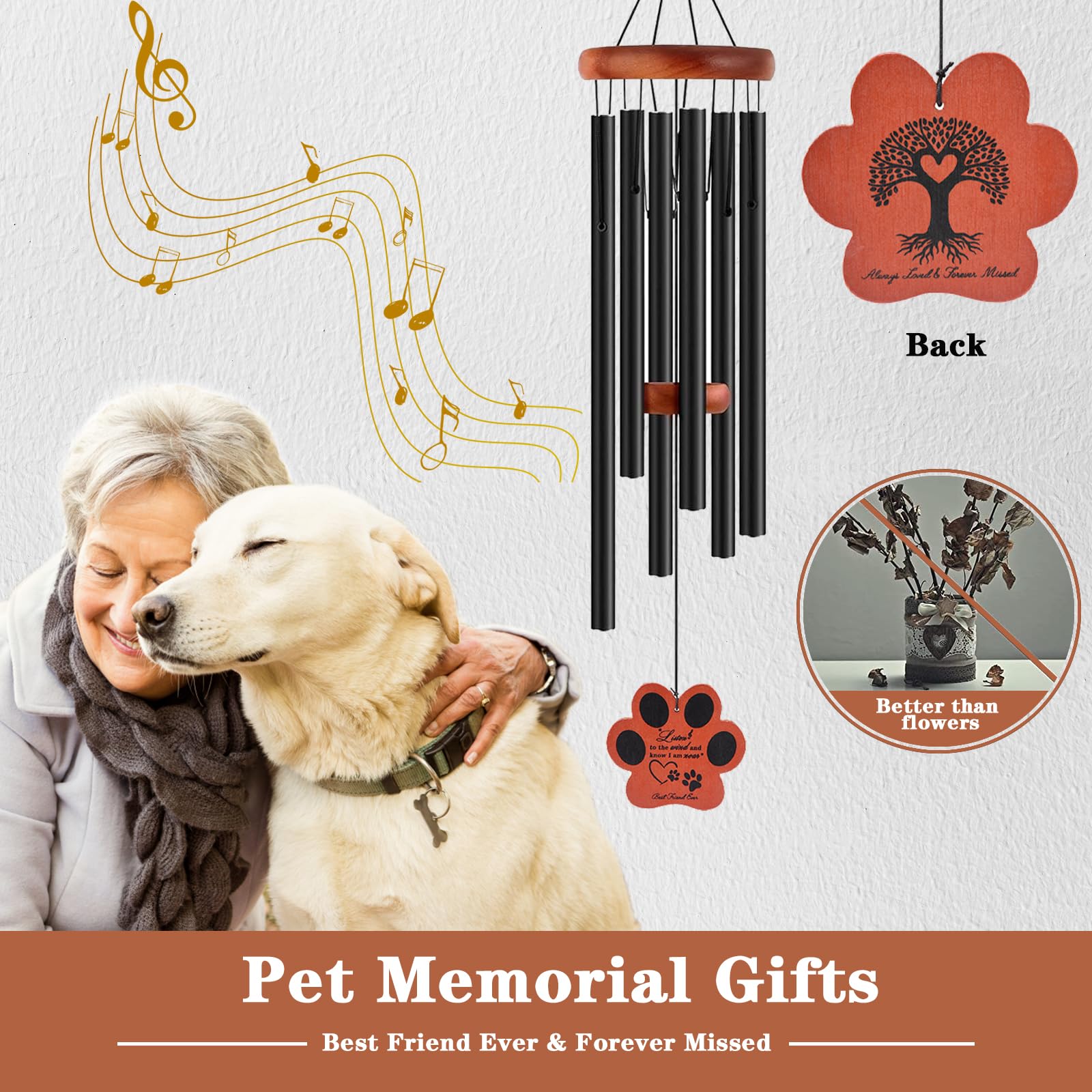 VENBEEL outdoor decorative wind chime invites memories near favorite pet spots
