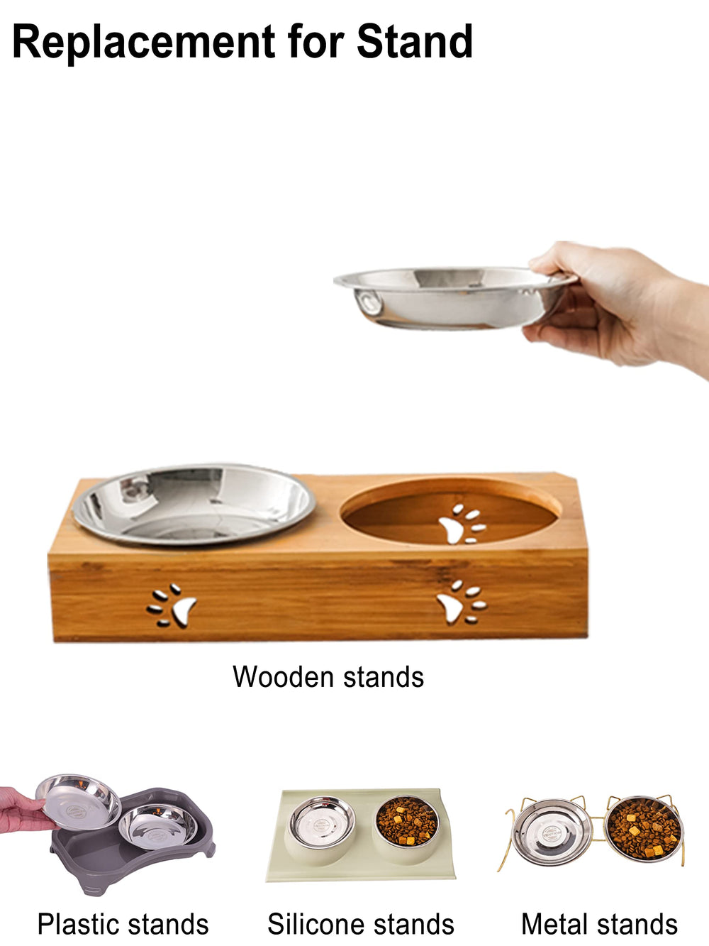 VENTION cat bowls for food and water with wide shallow design for easy access.