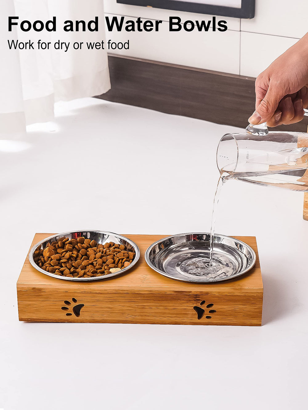 VENTION dishwasher-safe cat bowls shown with clean easy maintenance
