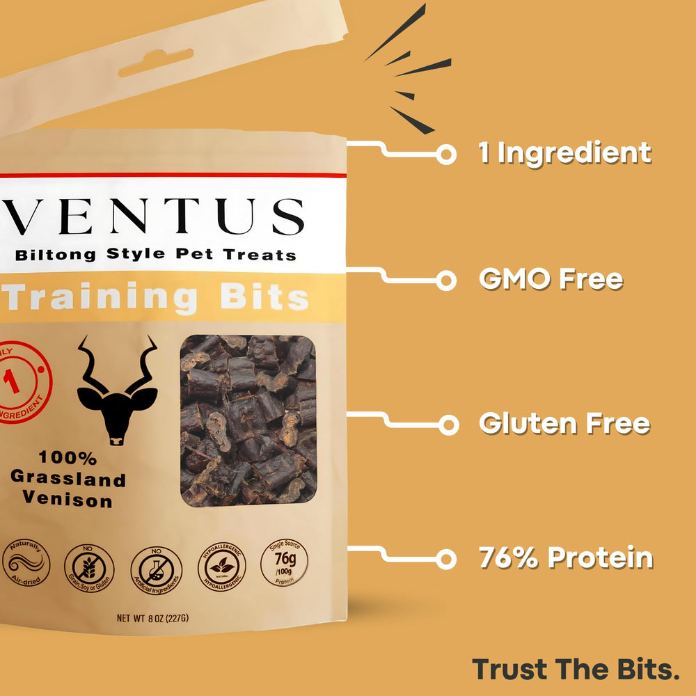 VENTUS Jerky Training Bits air-dried-snacks with savory venison aroma