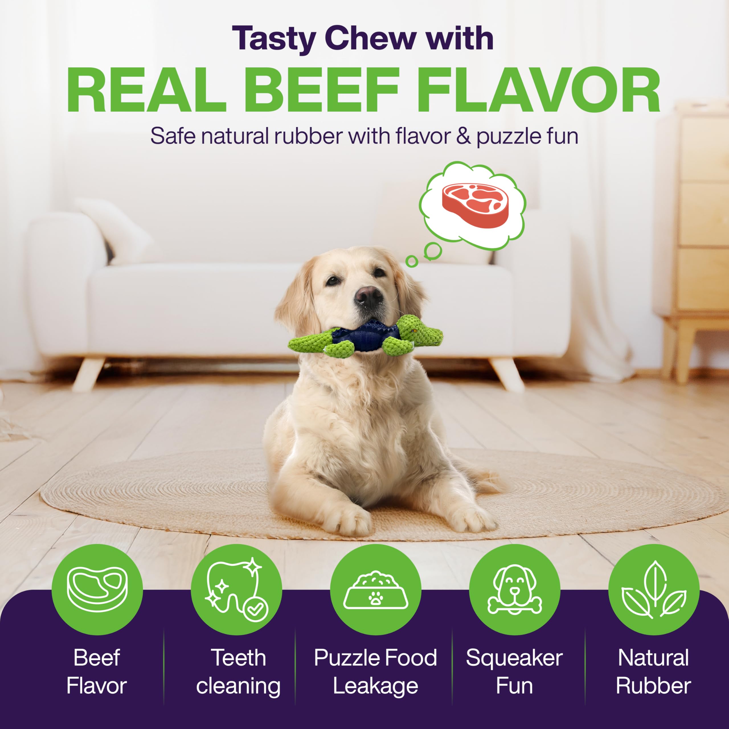 Veqly alligator toy with treat compartment challenges canine cognition.