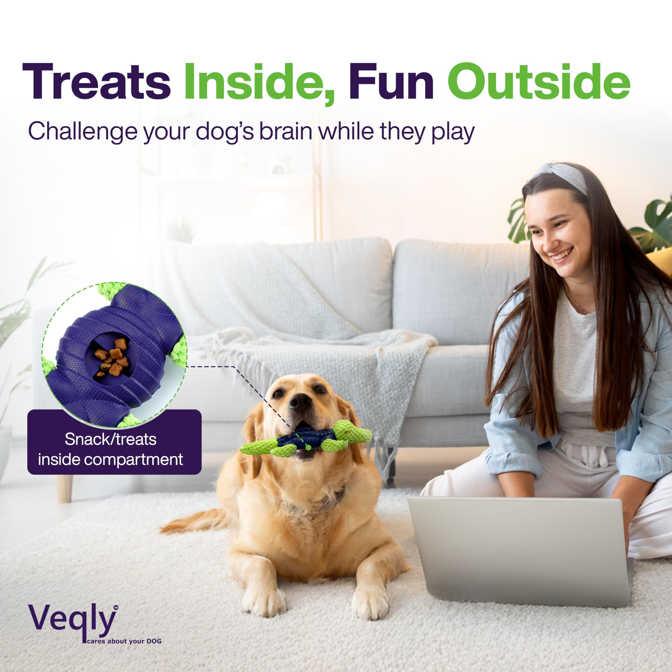 Veqly dental-chew for small dogs supports chewing activity and dental health.