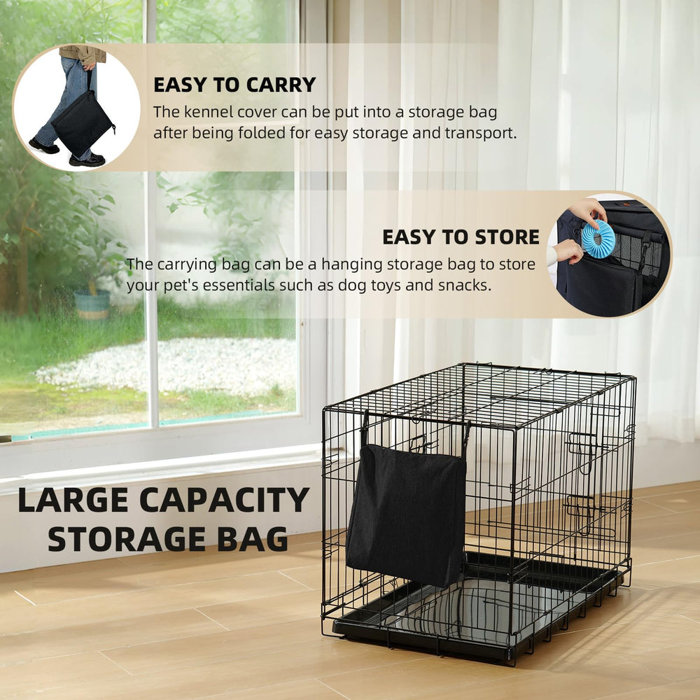 VERABE crate cover with 3-way access promotes ventilation while keeping your dog secure.