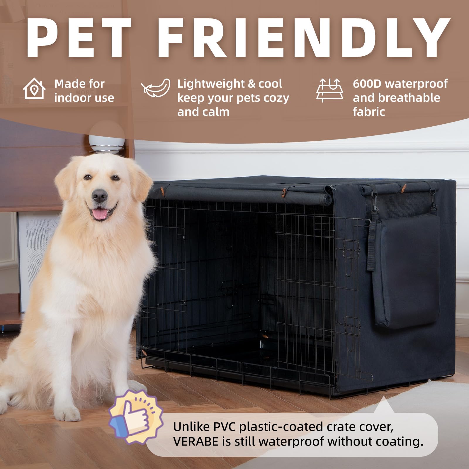 VERABE chew-resistant cover adds durable protection during restless nights or travel.