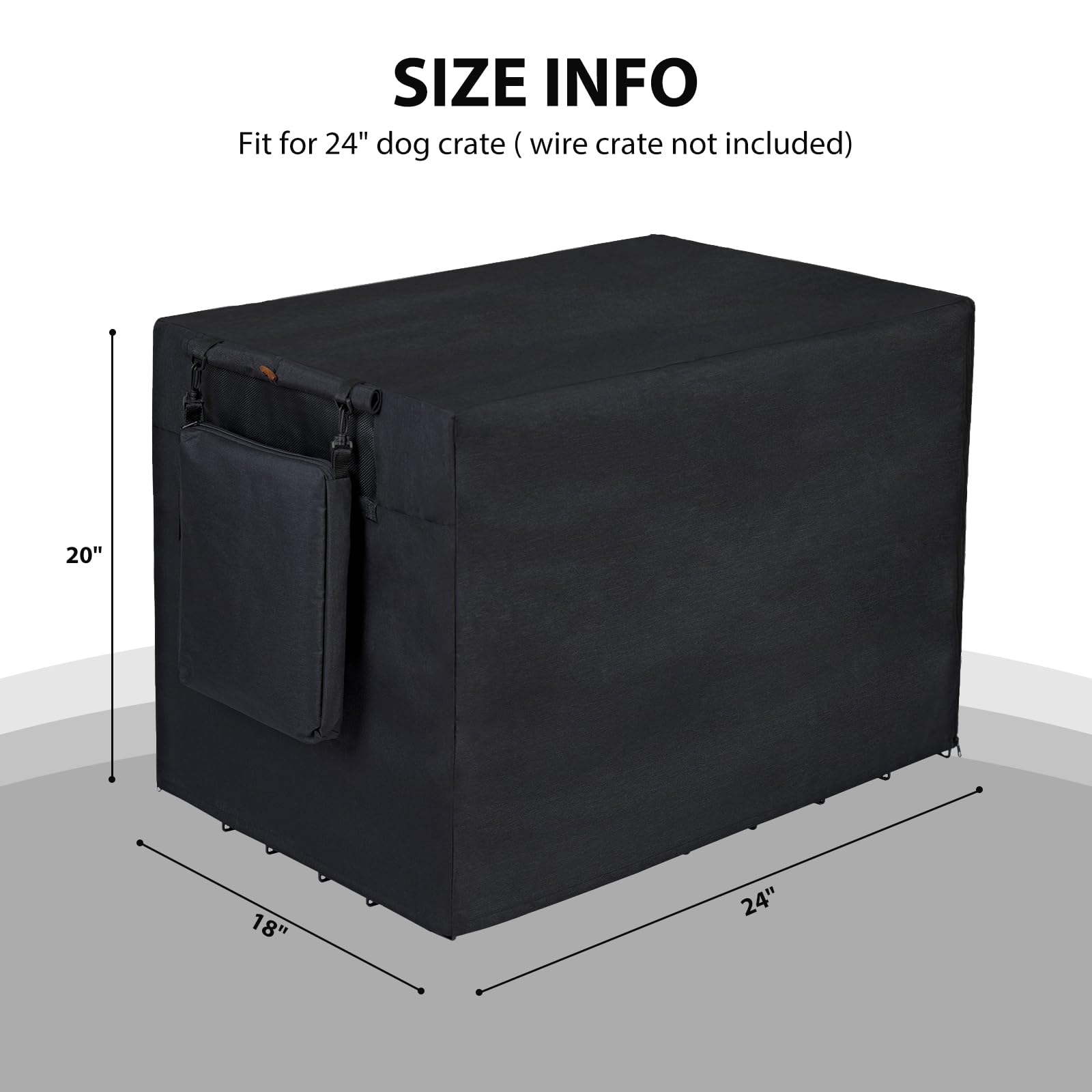 VERABE universal 24-inch fit covers most crates quickly without tools.