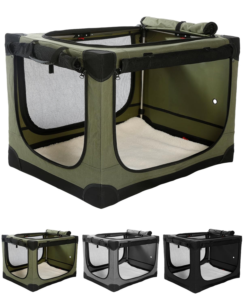 Veraste 33-inch collapsible travel dog crate open for quick setup and airflow