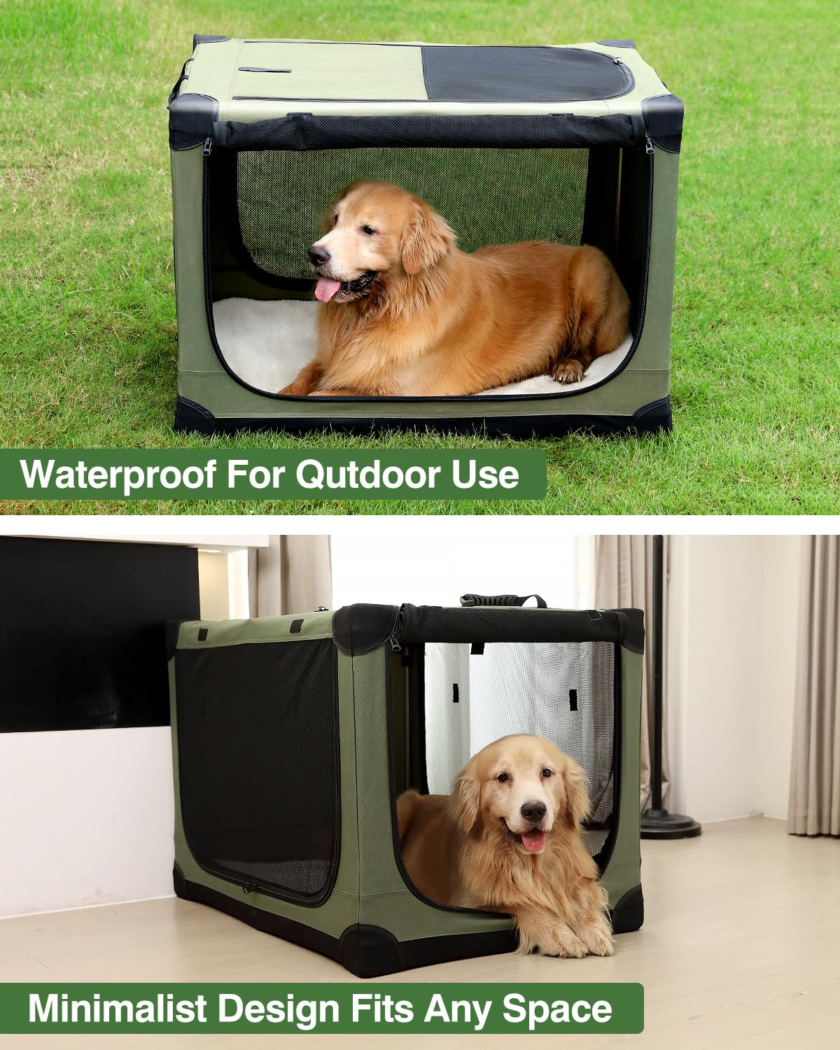 Veraste crate interior features a plush mat for comfort during crate rest.