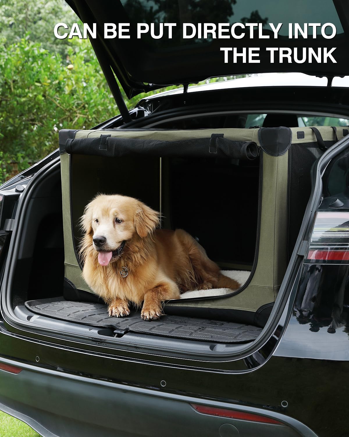 Veraste plush mat inside crate offers cozy comfort during rest and crate time