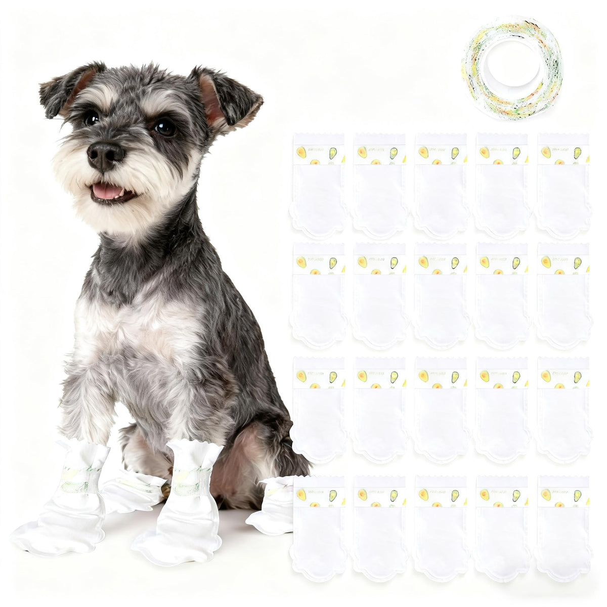 VerdiaYQHT disposable dog booties packaging for quick paw protection during outings.