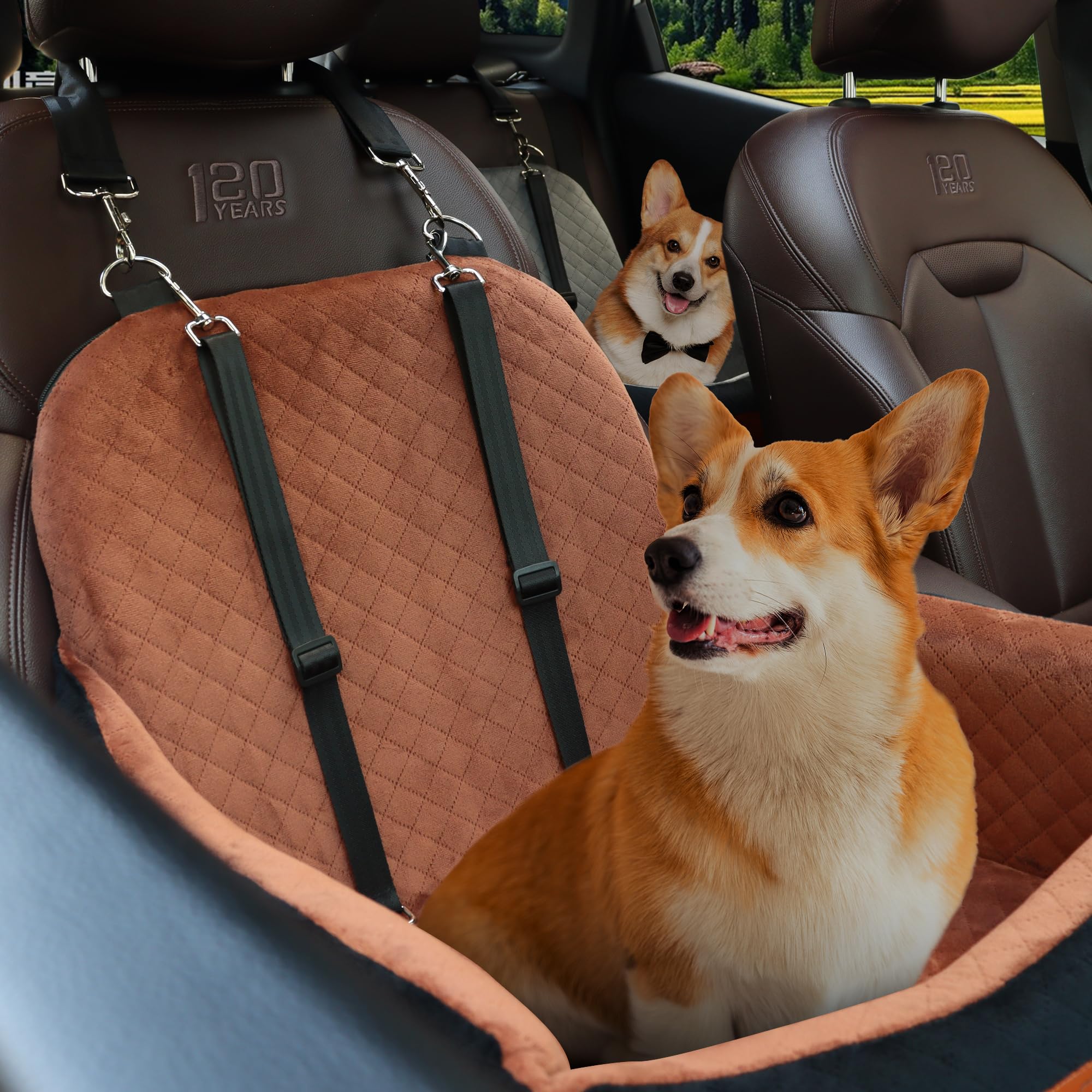 VERGODPRO dog car seat soft fabric cover adds cozy touch for pets.