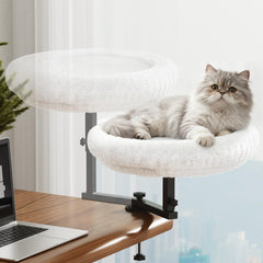 VERIFOST adjustable cat desk bed shows 360° rotation for easy access and cozy lounging