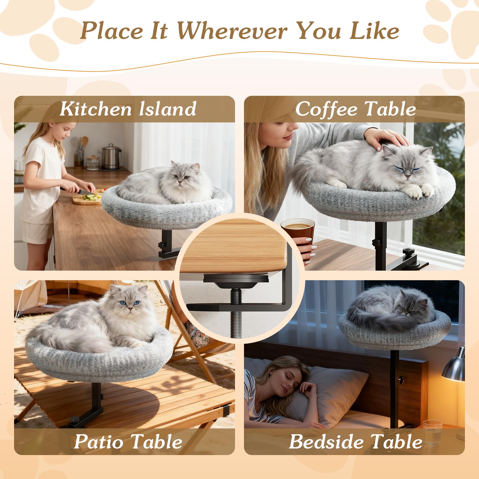 VERIFOST cat bed small-space-solution fits compact desks without clutter