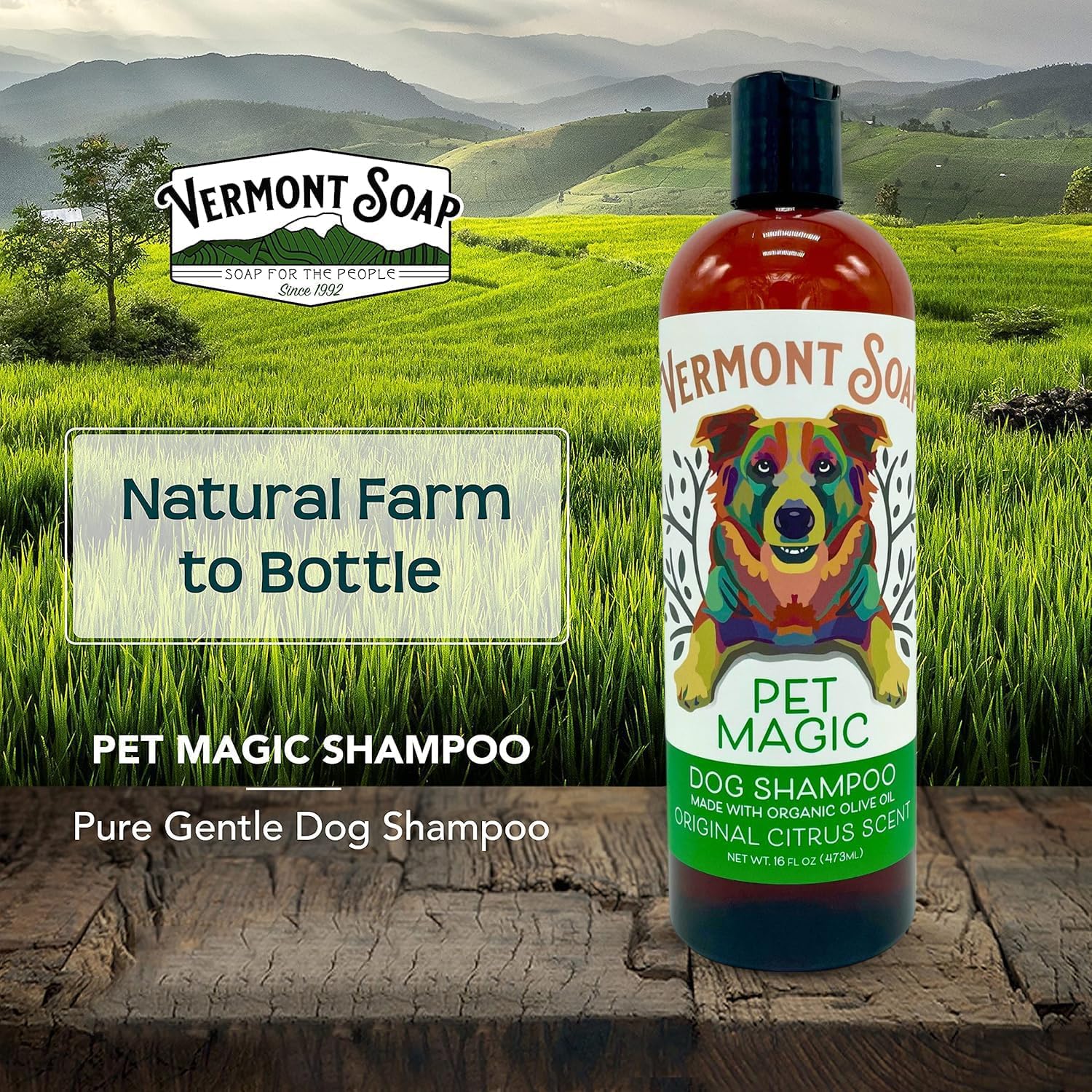 Vermont Soap Organics Pet Shampoo baking soda deodorizer for dogs.