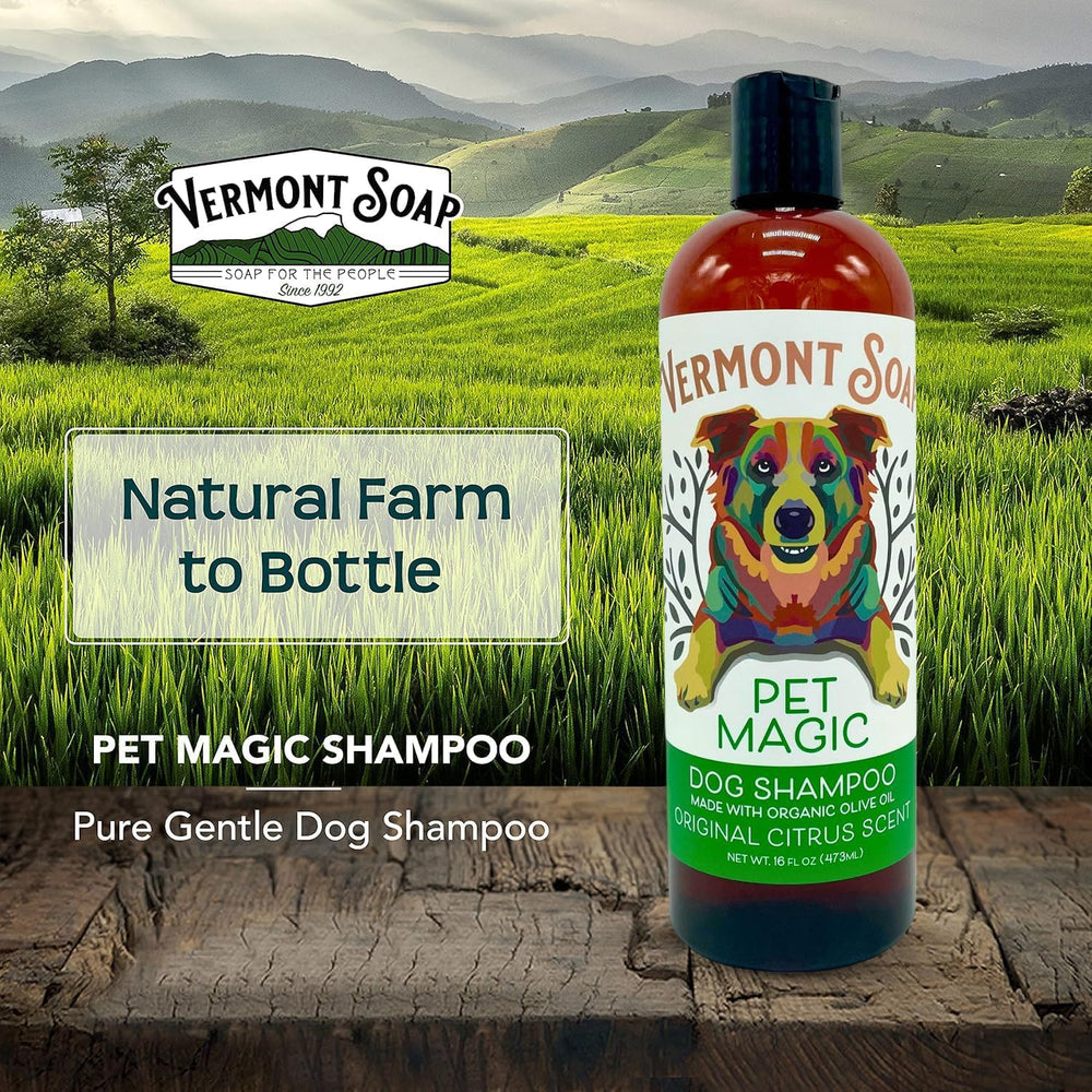 Vermont Soap Organics Pet Shampoo baking soda deodorizer for dogs.