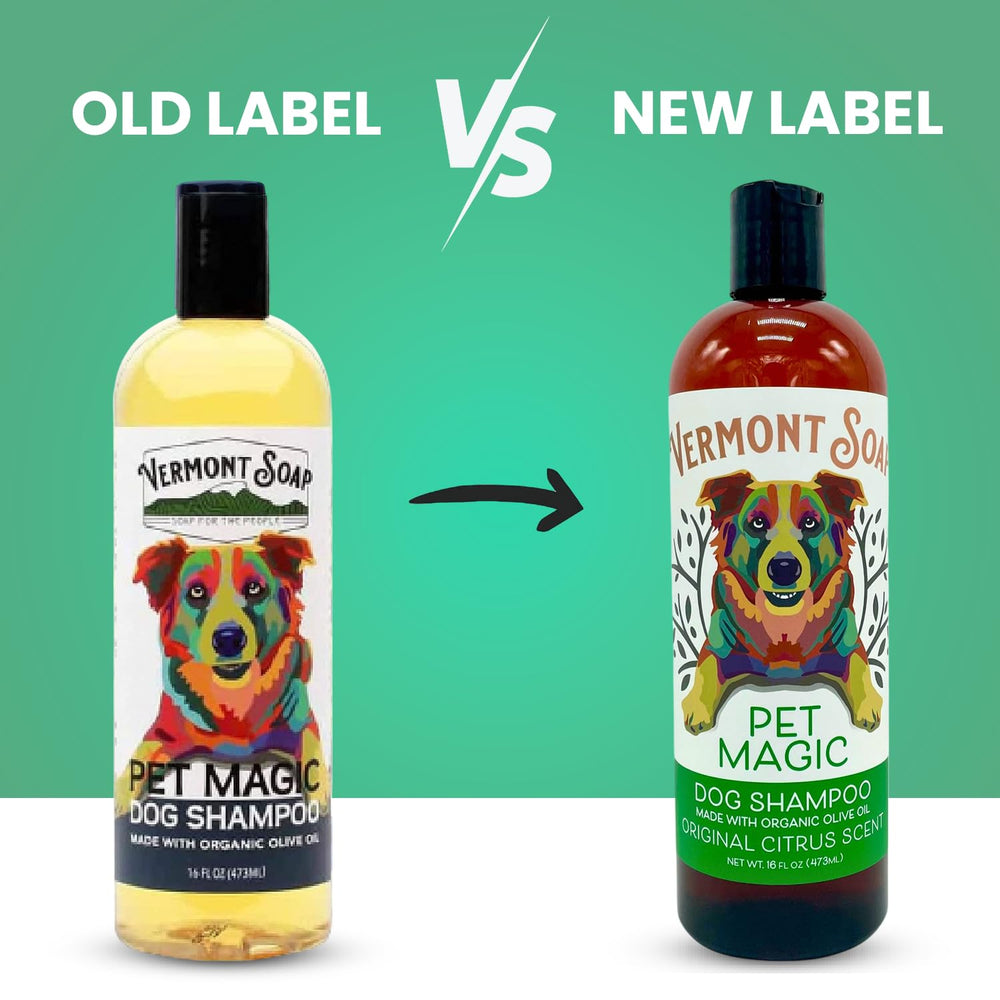 Vermont Soap Organics Pet Shampoo for sensitive skin, gentle cleansing.