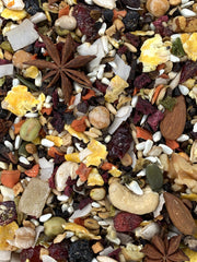 Versele-Laga Goldenfeast Central American Blend 3lb bag serving view promoting variety.