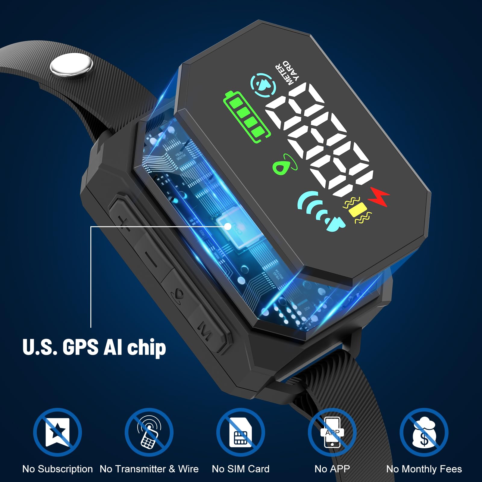 VERSMELO GPS collar battery display highlights 24–36 hour runtime.