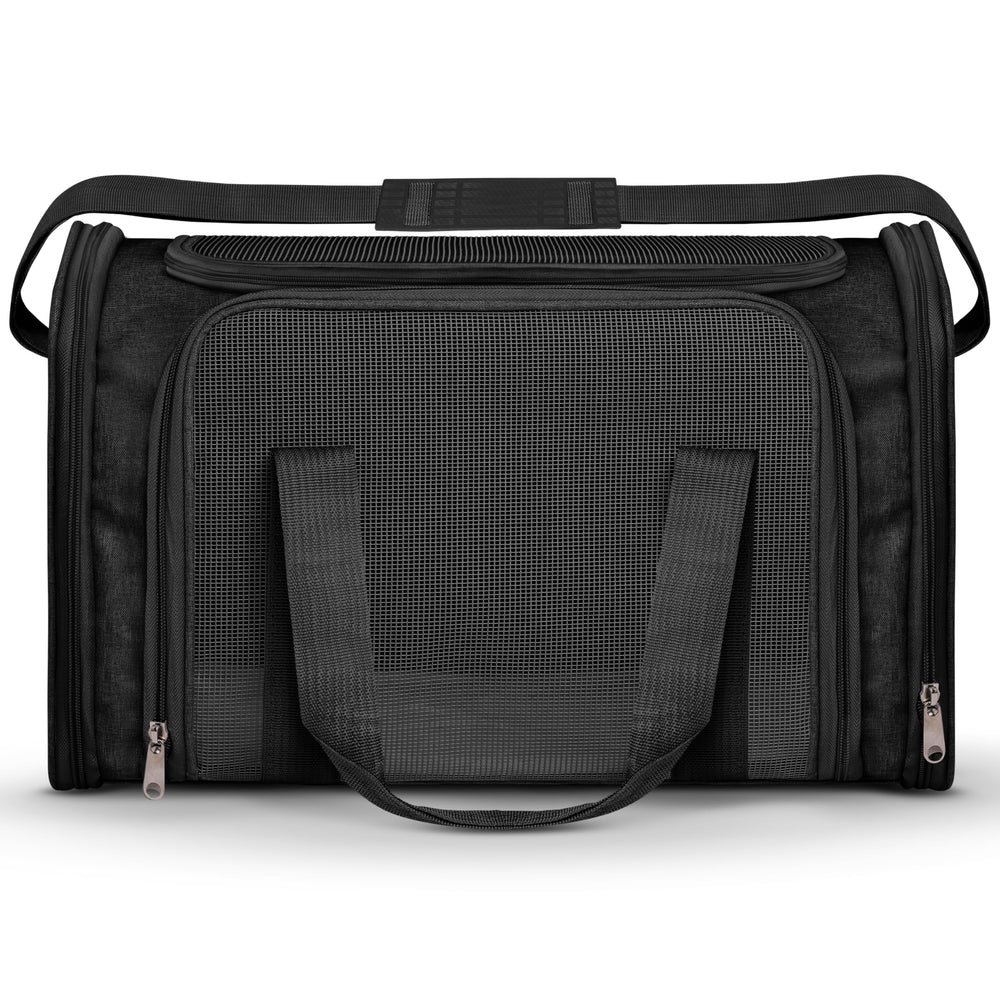 Vertical-Pro airline-approved pet carrier with foldable mat for easy packing.