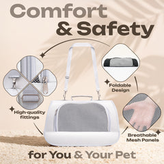 Vertical-Pro airline-approved pet carrier highlights lightweight construction for easy journeys.