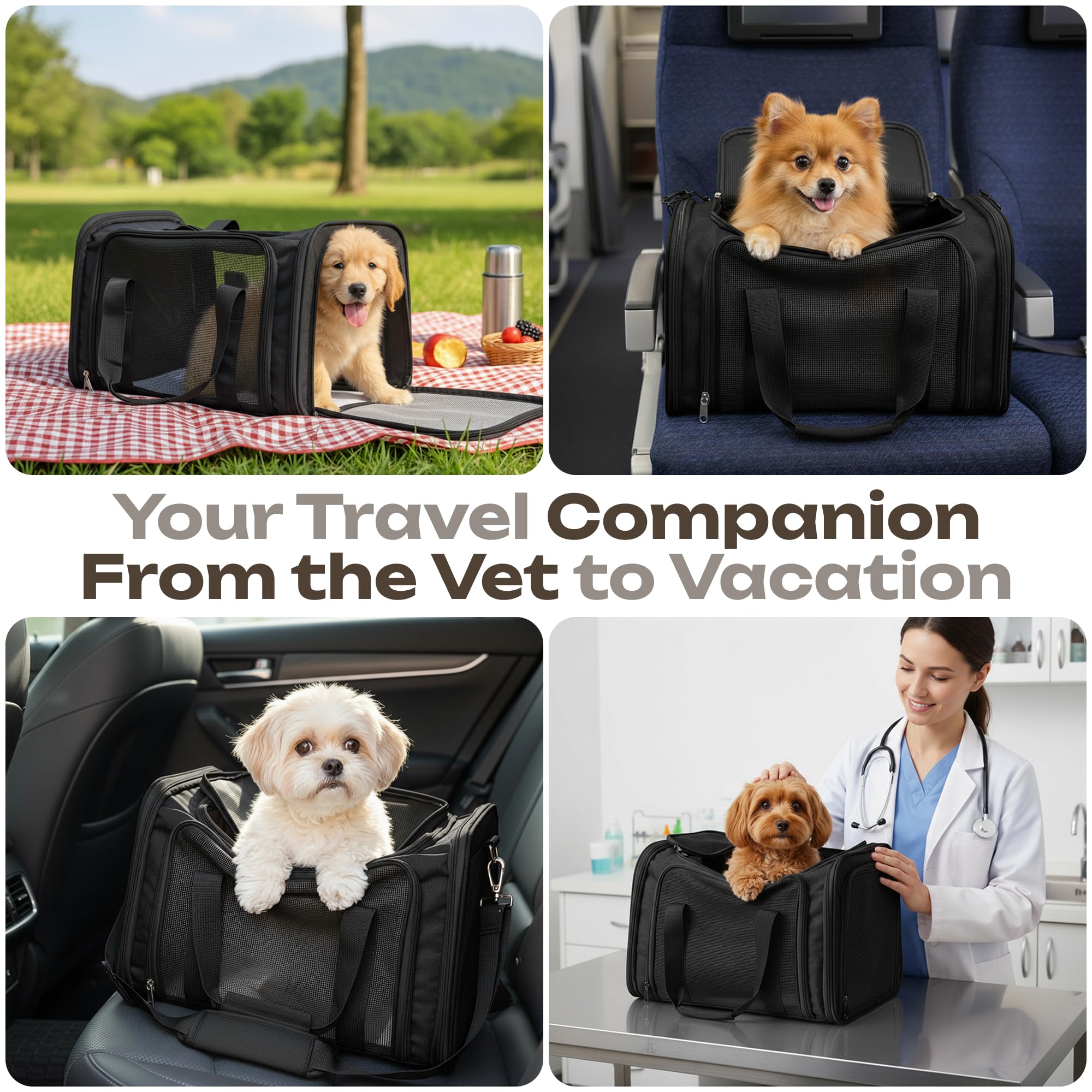 Vertical-Pro black pet carrier designed for effortless travel.