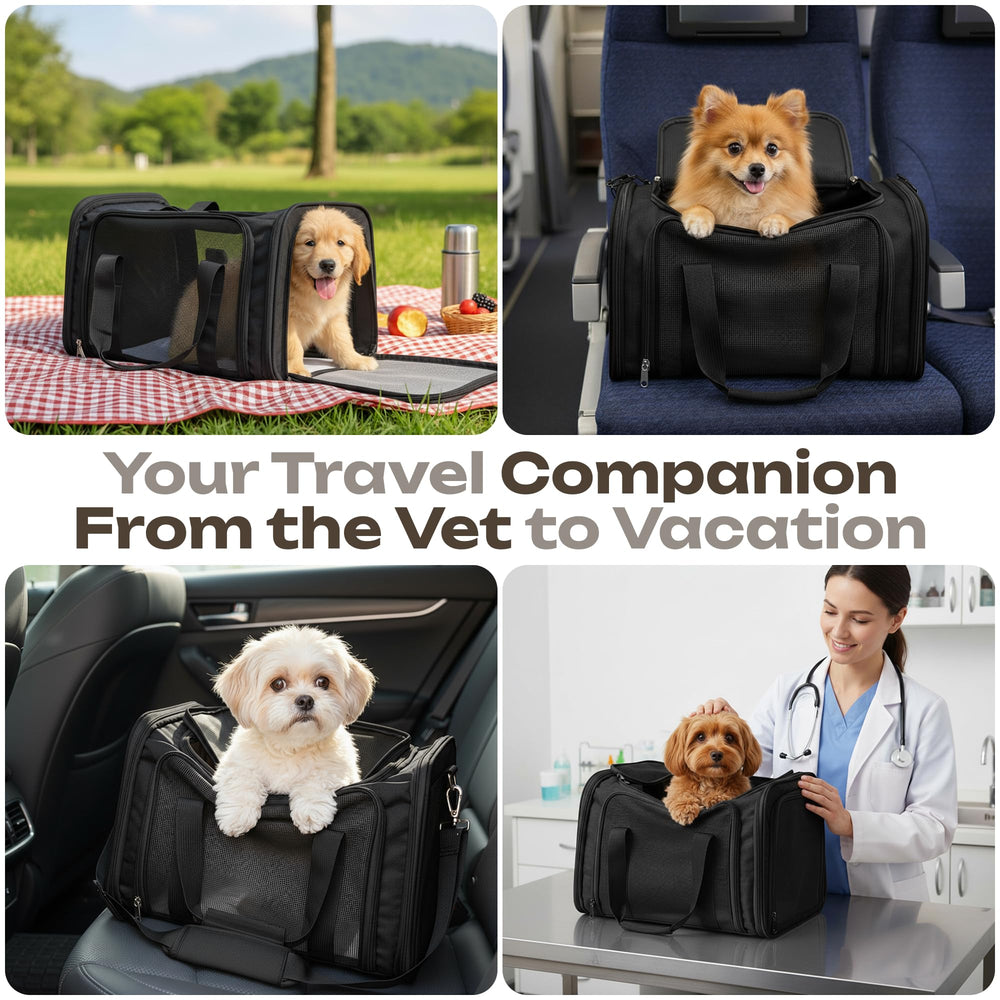 Vertical-Pro black pet carrier designed for effortless travel.
