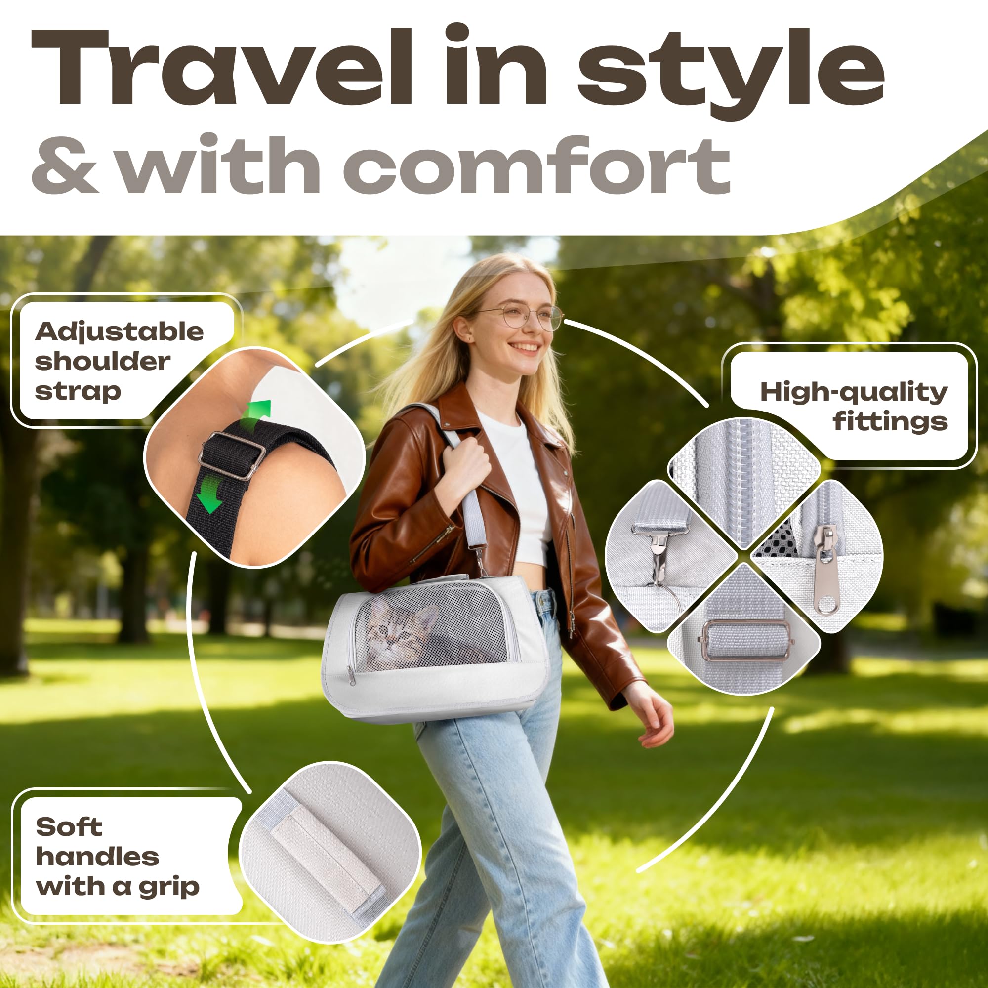 Vertical-Pro durable soft-sided pet carrier provides everyday practicality and versatility.