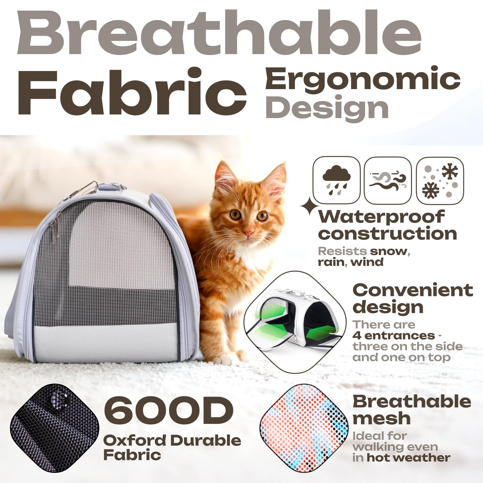 Vertical-Pro foldable cat carrier demonstrates compact storage for trips.